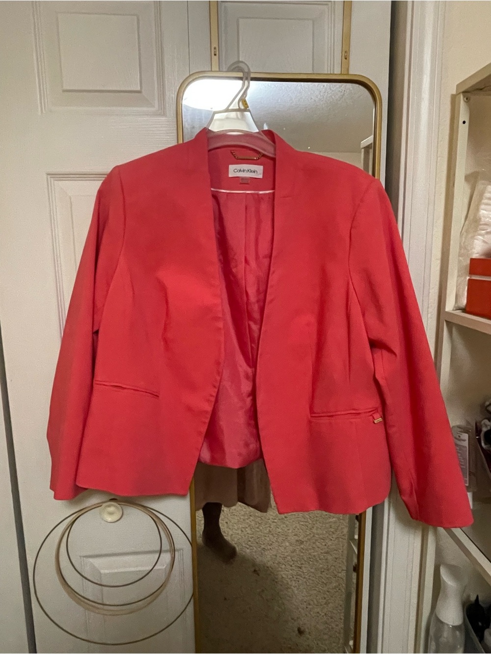 Calvin Klein Coral Open-Front Blazer Jacket